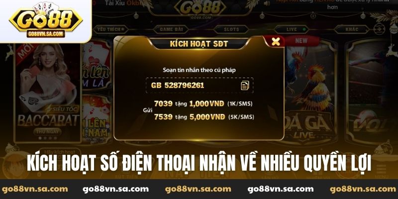 Kích hoạt sđt Go88 nhận ngay ưu đãi - an toàn - hiệu quả - Nudosi